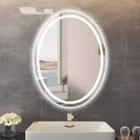 OEM Miroir de salle de bain LED, ovale, 60x80 cm, avec interrupteur tactile et éclairage