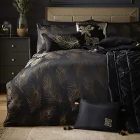 OEM Ensemble de literie Jacquard pour lit double, noir et or, 200x200 cm