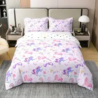 OEM Ensemble de literie licorne, 100% coton, 2 pièces, 135x200 cm