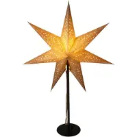 Koopman Décoration de Noël en forme d'étoile, éclairage sur pied, 65 cm, étoile en papier de couleur champagne, culot E14, sans ampoule
