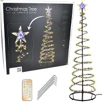 Saska Garden Arbre de Noël LED avec effet cascade, 210 cm, 756 LED, 15 fonctions, minuterie, structure noire