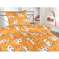 Dadka Parure de lit en crêpe pour lit bébé « Chiens orange », 90 x 130 cm, 45 x 60 cm
