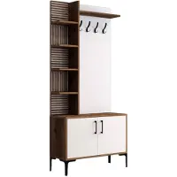 Skye Decor , Viyana D - Walnut, White, Armoires, Poteau d'entrée, Noyer, 90 x 200 x 35 cm