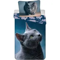 Javoli Linge de lit chat - coton doux 140x200 cm oreiller et couverture