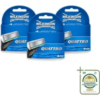 Wilkinson 3 lames de rechange Quattro avec coupe-bordures de précision - Pack économique - 3 pièces