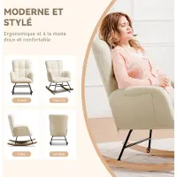 Selius Fauteuil à bascule - Fauteuil - Fauteuil relax - Fauteuil de détente - Beige avec repose-pieds - Doux et moelleux