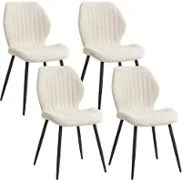 Selius EGOONM : Ensemble de 4 chaises de salle à manger rembourrées, avec revêtement en lin, pieds en métal, idéales pour balcon, restaurant, café ou salle à manger