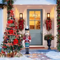 Selius Arbre de Noël en plastique de 180 cm, avec un ensemble de décorations comprenant des rubans et des ornements - arbre de Noël dense