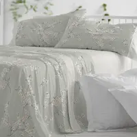 OCreon Ensemble de literie Blanco pour lits de 90 cm de largeur (+ autres tailles disponibles), 50% polyester, 50% coton, 531 cm, couleur jade (90 x 190/200 cm)