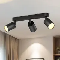 LVWIT , plafonnier LED noir, 3 lumières, orientable, douille GU10, lampe de plafond, spot, éclairage moderne, projecteur encastré pour cuisine, salon, chambre à coucher (sans ampoules)