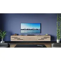 Furnitech TV Lowboard TV Board suspendu Armoire TV 265 cm Chêne sonoma Noir Moulure courte M9-24M-S3-LCZ2-1E