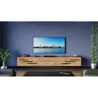 Furnitech TV Lowboard TV Board suspendu Armoire TV 273 cm Chêne Wotan Noir Moulure courte M9-24M-DW-LCZ2-1F