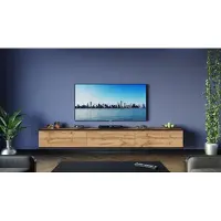Furnitech TV Lowboard TV Board suspendu Armoire TV/265 cm Chêne Wotan, moulures noires M9-24M-DW-LCZ1-1E