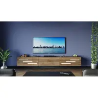 Furnitech TV Lowboard TV Board suspendu Armoire TV 300 cm Chêne doré Blanc Courte moulure M9-24M-DZ4-LB2-1G