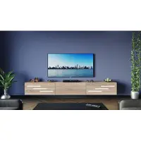 Furnitech TV Lowboard TV Board suspendu Armoire TV 300 cm Chêne Sonoma Blanc Courte moulure M9-24M-S3-LB2-1G