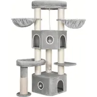 Selius Arbre à chat - Griffoir pour chat - Tour pour chat - Mobilier pour chat - Tour pour chat - Hauteur : 163 cm - Poteaux en sisal de 11 cm de diamètre