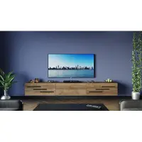 Furnitech TV Lowboard TV Board suspendu Armoire TV 265 cm Chêne doré Noir Courte moulure M9-24M-DZ4-LCZ2-1E