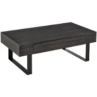 Selius Table basse – Table d'appoint avec plateau relevable, tiroir et structure en acier robuste de couleur gris foncé