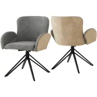 Selius Fauteuil pivotant - Fauteuil de bureau - Fauteuil de salle à manger - Tabouret de maquillage - Fauteuil - Velours gris - Rotation à 360°