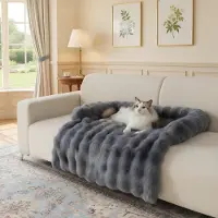 LiveGo Couverture pour coussin de chien, couleur gris foncé, dimensions L 35 x P 38 x H 20 cm, en peluche, lavable