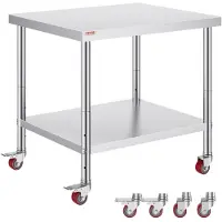 Selius Table de travail en acier inoxydable - Banc de travail en acier inoxydable - Table de préparation pour la restauration - Table de cuisine - Table de préparation alimentaire - 91 x 76 x 86 cm