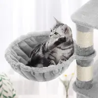 Selius Arbre à chat robuste avec bac à litière, surfaces à gratter en sisal, panier et grotte, arbre d'escalade pour chats de 164 cm de hauteur, couleur gris clair (modèle PCT99W)