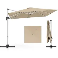 Selius Paravent de jardin avec parasol - Tente de jardin pour protection solaire - Parasol de terrasse - Parasol de marché - Beige - Dimensions : 300x300 cm