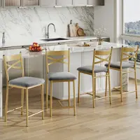 Selius Ensemble de 4 tabourets de bar - Tabourets de bar - Chaises de cuisine - Tabourets de bar avec dossier - Tabourets de bar avec repose-pieds