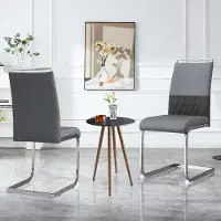 Selius Ensemble de deux chaises de salle à manger grises, confortables et de style contemporain