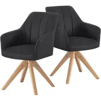Selius Chaises de salle à manger - Chaises de cuisine - Chaises de bureau - Chaises de maquillage - Lot de 2 - Revêtement noir