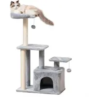 Selius Arbre à chat - Griffoir - avec plateforme - idéal pour se reposer, faire de l'exercice et jouer - fabriqué en panneaux de fibres à haute densité - revêtement en peluche douce