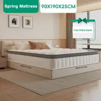 Selius Matelas à ressorts ensachés - 7 zones - avec un soutien ergonomique pour tout le corps et un tissu respirant