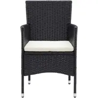 Selius Table de jardin en résine tressée "rotin" - 150 cm - Noire - Structure en aluminium résistante aux intempéries - Pour 4 personnes