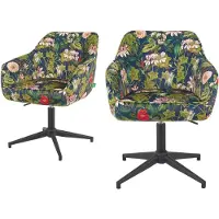 Selius Chaise de salle à manger - Fauteuil pivotant - Chaise avec accoudoirs - Chaise réglable - Motifs floraux - Structure pivotante à 360°
