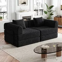 Selius Canapé 2 places - Canapé convertible - Fauteuil - Petit canapé - Tissu en velours - Avec espace de rangement dans les accoudoirs