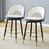 Selius Tabourets de bar – Lot de 2 – Rotation à 360 degrés – Revêtus de tissu technique marron – Rembourrés