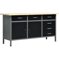 Selius Table de travail - Table d'atelier - Poste de travail - Établi - Établi avec tiroirs - Noir - Capacité de charge : 500 kg