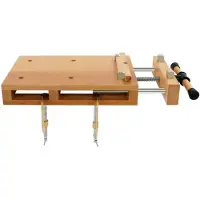 Selius Table de travail avec banc à serrage en bois, dotée d'une pince réglable de 0 à 14 cm, en bois de hêtre et en fer