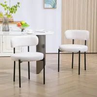 Selius Chaises de salle à manger - Chaises - Chaises enveloppantes - Chaises de cuisine - Lot de 2 - Revêtement en laine - Pieds en métal