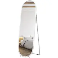 Selius Miroir à corps entier - Miroir sur pied - Miroir ovale - Miroir autoportant - Miroir en métal - 40x160 cm