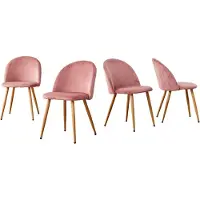 Selius Chaise de salle à manger - Chaise - Fauteuil - Chaise de cuisine - Chaise de bureau - Lot de 4 - Revêtement en similicuir rose