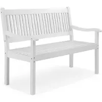 Selius Banc de jardin en bois - Banc d'extérieur - Mobilier de jardin - Banc pour balcon - Banc pour terrasse - Blanc, résistant aux intempéries