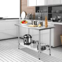 Selius Table de travail en acier inoxydable - Table de travail métallique - Table de travail pour cuisine - Table de travail professionnelle