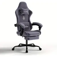 Selius Fauteuil de jeu – Fauteuil ergonomique pour jeux vidéo, avec repose-pieds et tissu anti-salissures – Gris foncé