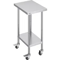 Selius Table de travail en acier inoxydable - Banc de travail - Meuble de rangement - Table de cuisine - Table de travail - Étagères réglables