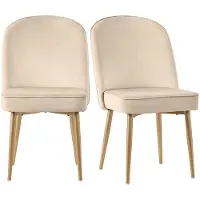 Selius Chaises de salle à manger - Chaises - Chaises enveloppantes - Meubles - Lot de 2 - Design moderne, couleur beige, pieds en métal doré