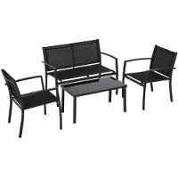 Selius Mobilier de jardin - Ensemble de salon - Groupe de sièges - Canapé de jardin - Ensemble de table et chaises - Structure en métal - Revêtement en Textilène