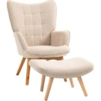 Selius Fauteuil - Fauteuil club - Fauteuil relax - Fauteuil pivotant - Tissu en velours côtelé - Repose-pieds inclus - Pieds en bois