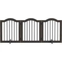 Selius Barrière pour chiens - Clôture pour chiens - Séparateur pour animaux de compagnie - Portail pour chiens - Panneau pliable en bois - 3 panneaux