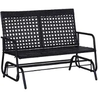 Selius Banc balancier – Pour 2 personnes – Banc de jardin – Banc d'extérieur – En polyrotin – Dossier ergonomique